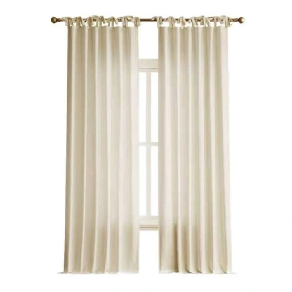2PK Allen + Roth Harlow Light Filtering 84in Tie Top Panel in Ivory NEW